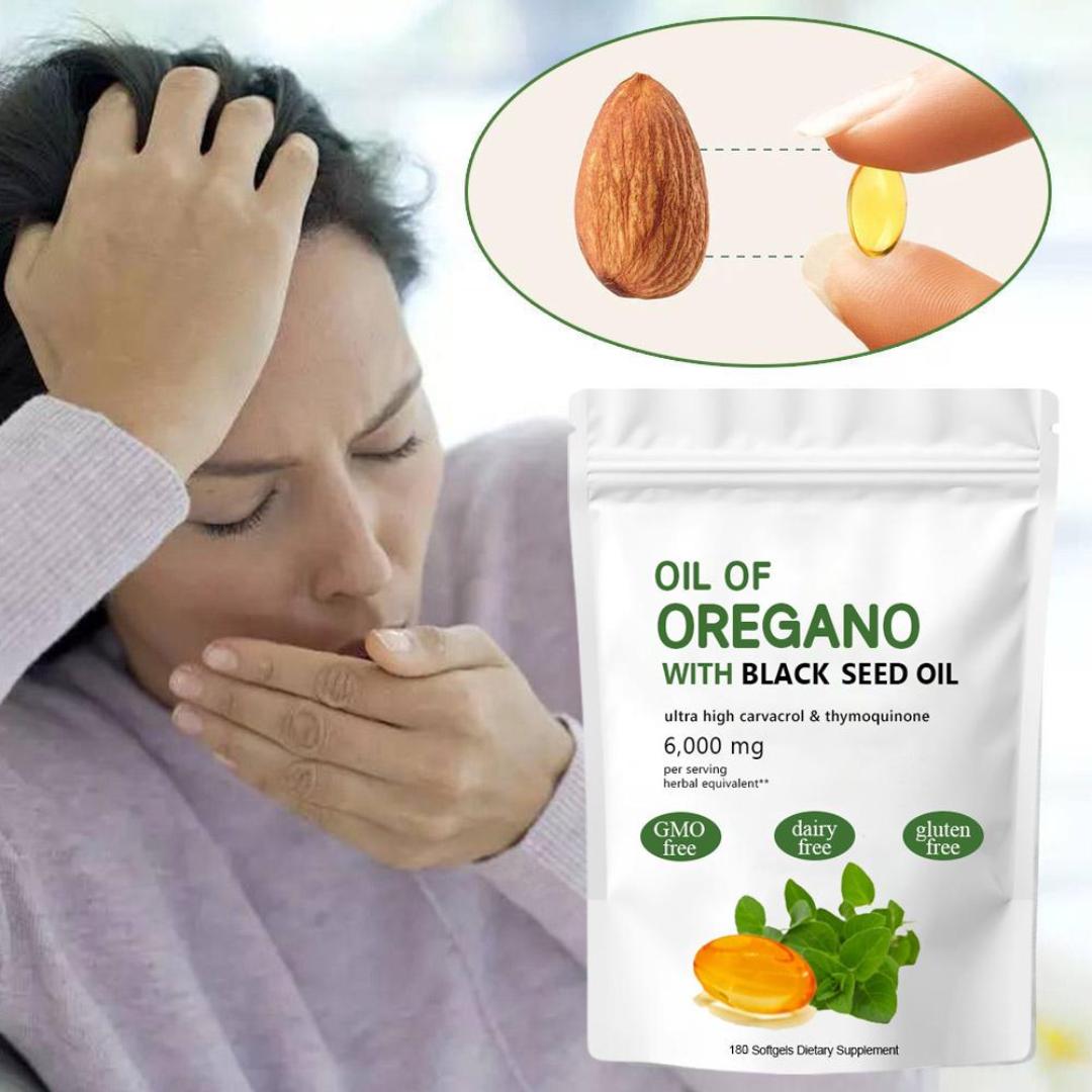 OIL OF OREGANO & BLACK SEED OIL 6000MG | HIGH CARVACROL NATURAL EXTRACT | IMMUNE & RESPIRATORY SUPPORT SUPPLEMENT (180 SOFTGELS)