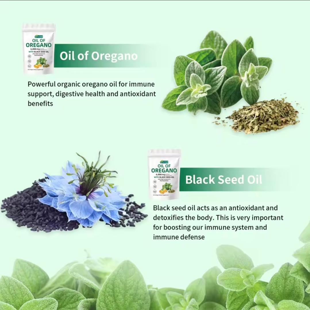 OIL OF OREGANO & BLACK SEED OIL 6000MG | HIGH CARVACROL NATURAL EXTRACT | IMMUNE & RESPIRATORY SUPPORT SUPPLEMENT (180 SOFTGELS)