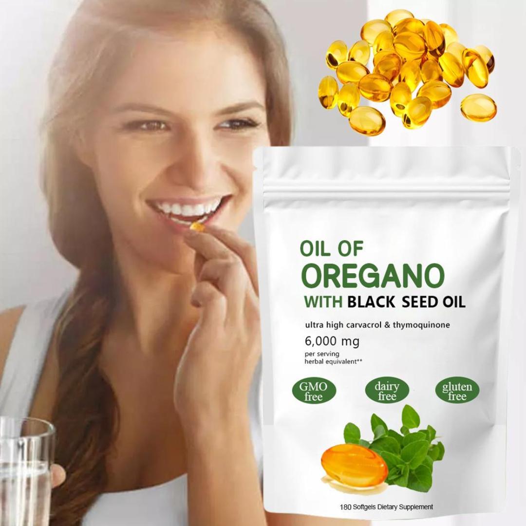 OIL OF OREGANO & BLACK SEED OIL 6000MG | HIGH CARVACROL NATURAL EXTRACT | IMMUNE & RESPIRATORY SUPPORT SUPPLEMENT (180 SOFTGELS)