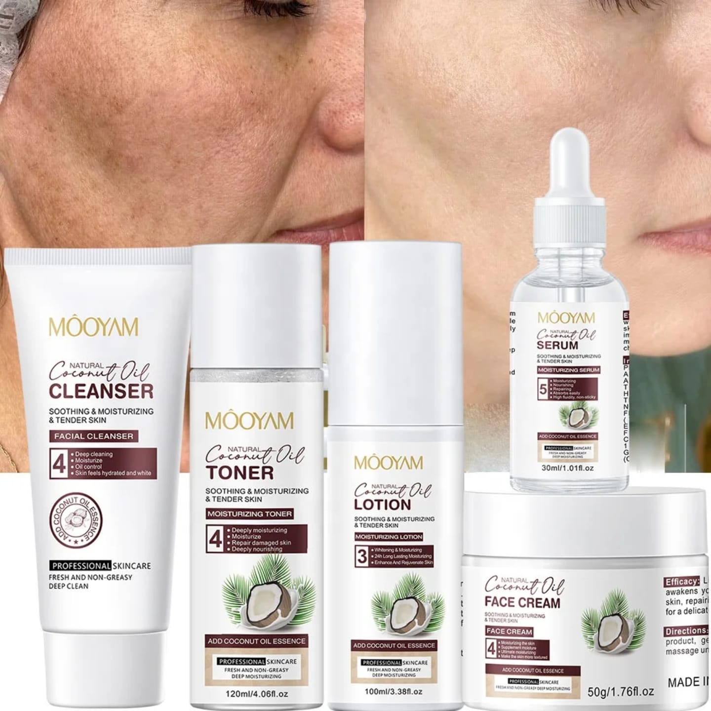 Mooyam Coconut Oil Skincare Set – Complete 5-Step Facial Care