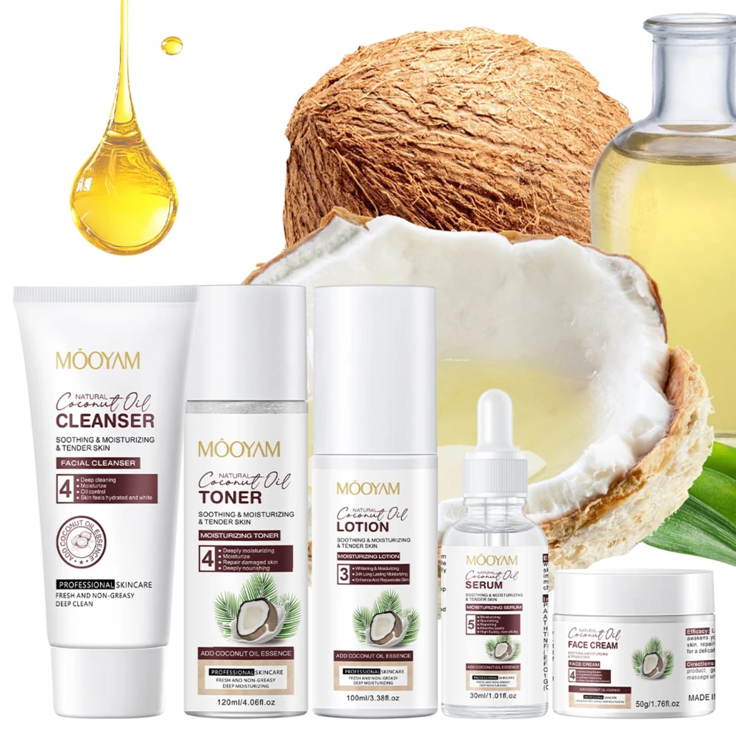 Mooyam Coconut Oil Skincare Set – Complete 5-Step Facial Care
