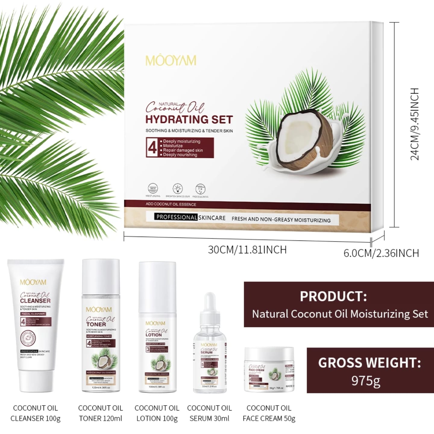 Mooyam Coconut Oil Skincare Set – Complete 5-Step Facial Care