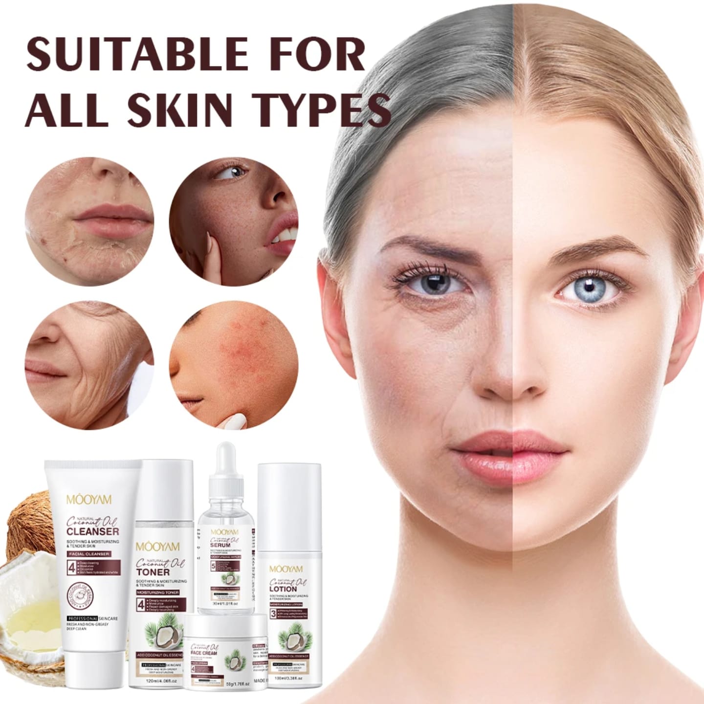 Mooyam Coconut Oil Skincare Set – Complete 5-Step Facial Care