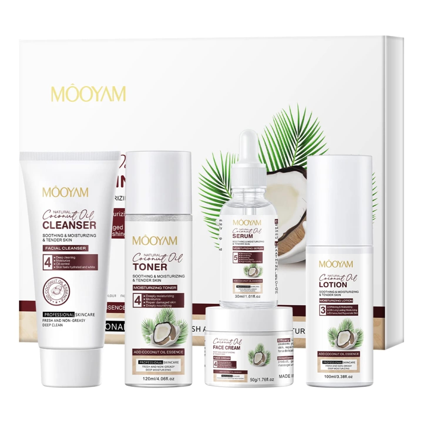 Mooyam Coconut Oil Skincare Set – Complete 5-Step Facial Care