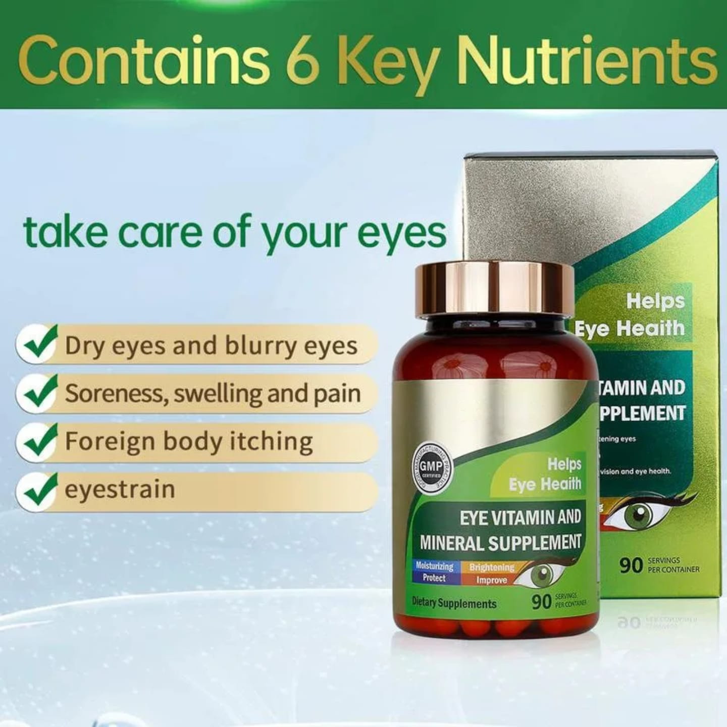 EYE VITAMIN AND MINERAL SUPPLEMENT 90 CAPSULES – VISION SUPPORT, EYE HEALTH & DAILY NUTRIENT FORMULA