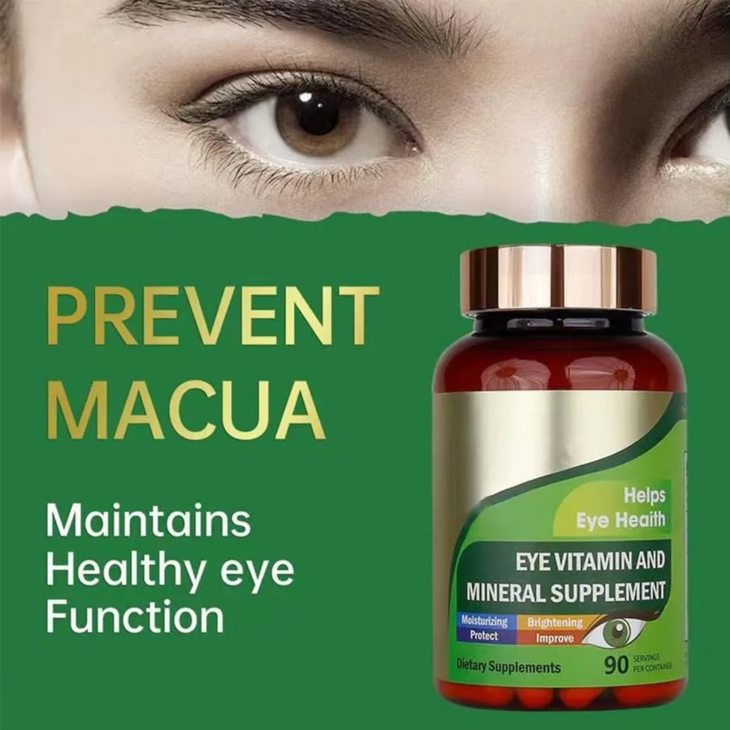 EYE VITAMIN AND MINERAL SUPPLEMENT 90 CAPSULES – VISION SUPPORT, EYE HEALTH & DAILY NUTRIENT FORMULA