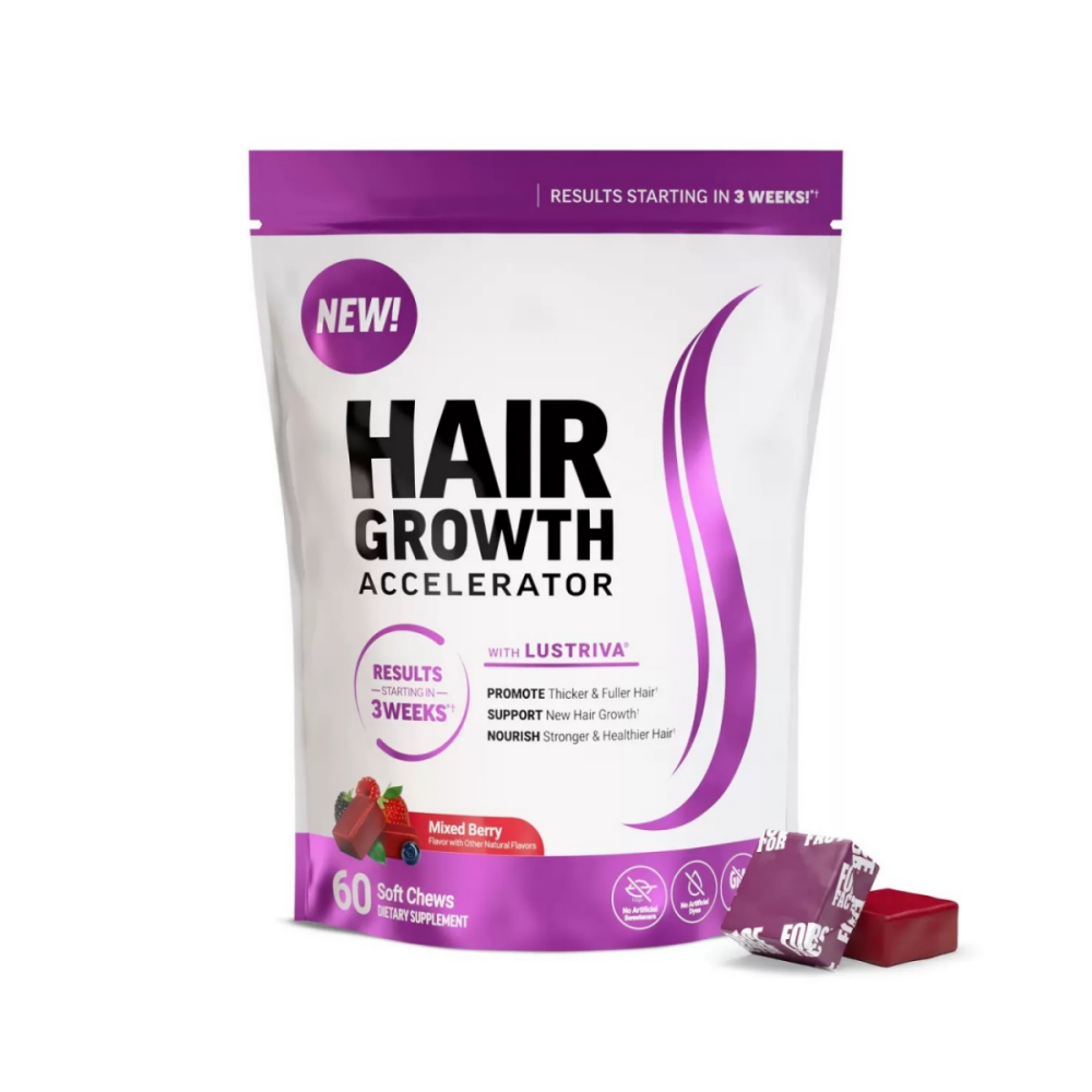 Hair Health Vitamin Soft Chews with Biotin and Vitamins C E Berry Flavor with Antioxidant Vitamins for Women and Men 60 Count