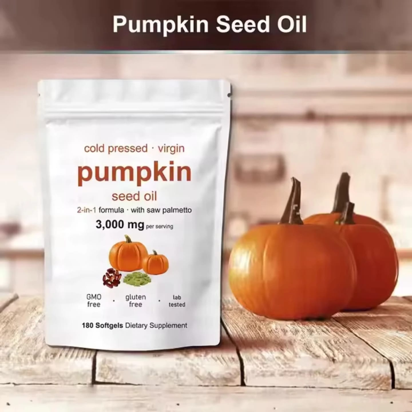 [OFFER] Pumpkin Seed Oil + Saw Palmetto (180 Softgels) - 3000mg Hair Growth & Prostate Support - Cold Pressed Virgin Oil