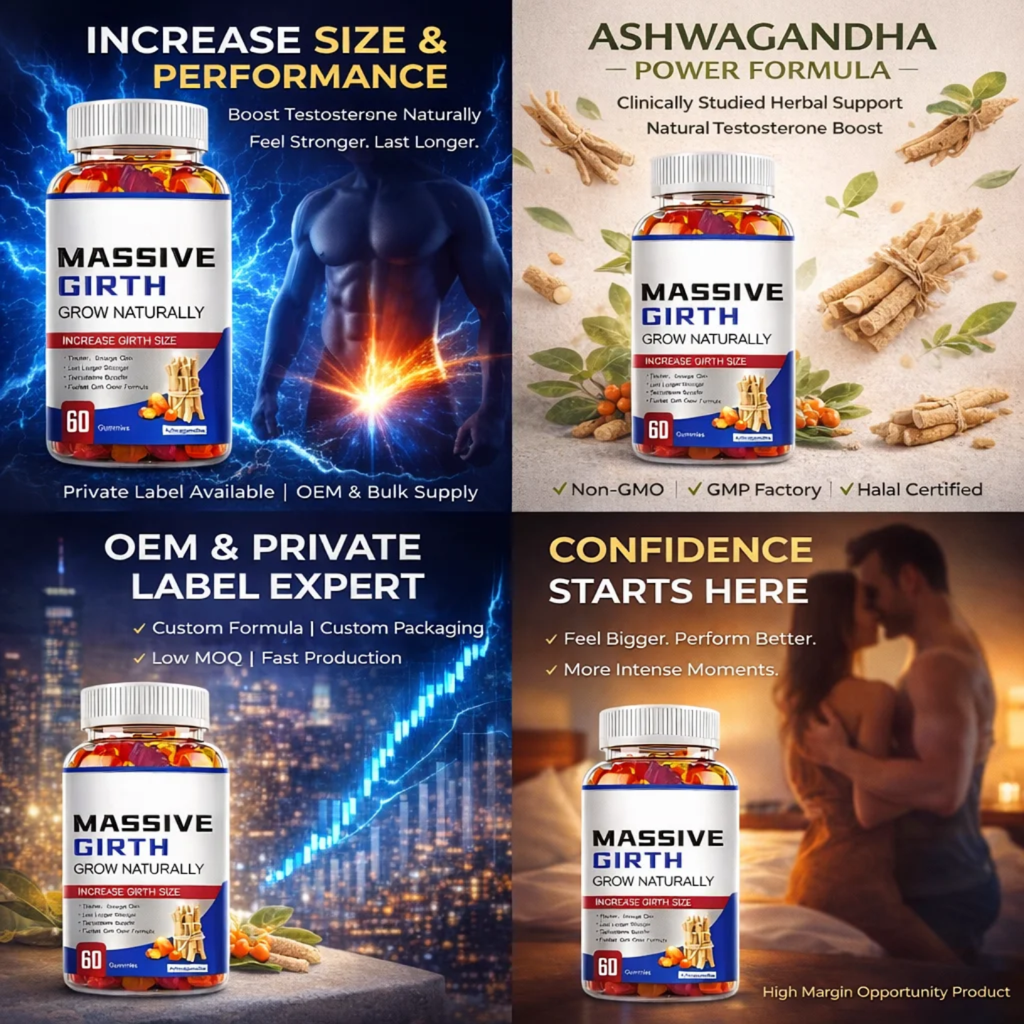 [OFFER] Massive Girth Men’s Performance Gummies (60 Pcs) – Natural Testosterone Booster & Strength Support – Extra Strength Ashwagandha Formula