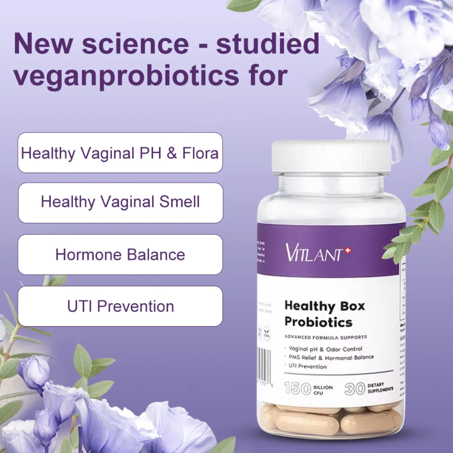 Healthy Care Probiotics for Women – 30 Capsules for Vaginal pH Balance, Hormonal Support, UTI, Odor Control, PMS relief Premium Dietary Supplement