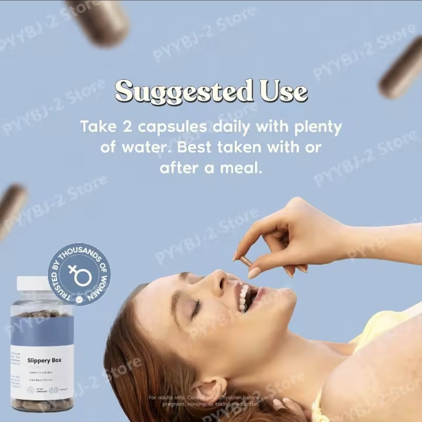 Organic Feminine Moisture Complex (Slippery Box) – 60 Dietary Supplement Capsules – 100% Natural Herbal Internal Support – Kylnn Bliss Botanical Series