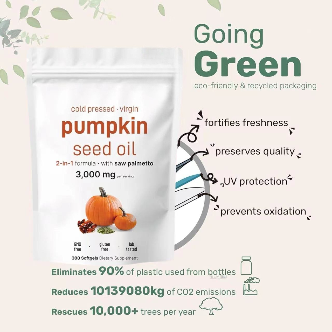[OFFER] Pumpkin Seed Oil + Saw Palmetto (180 Softgels) - 3000mg Hair Growth & Prostate Support - Cold Pressed Virgin Oil
