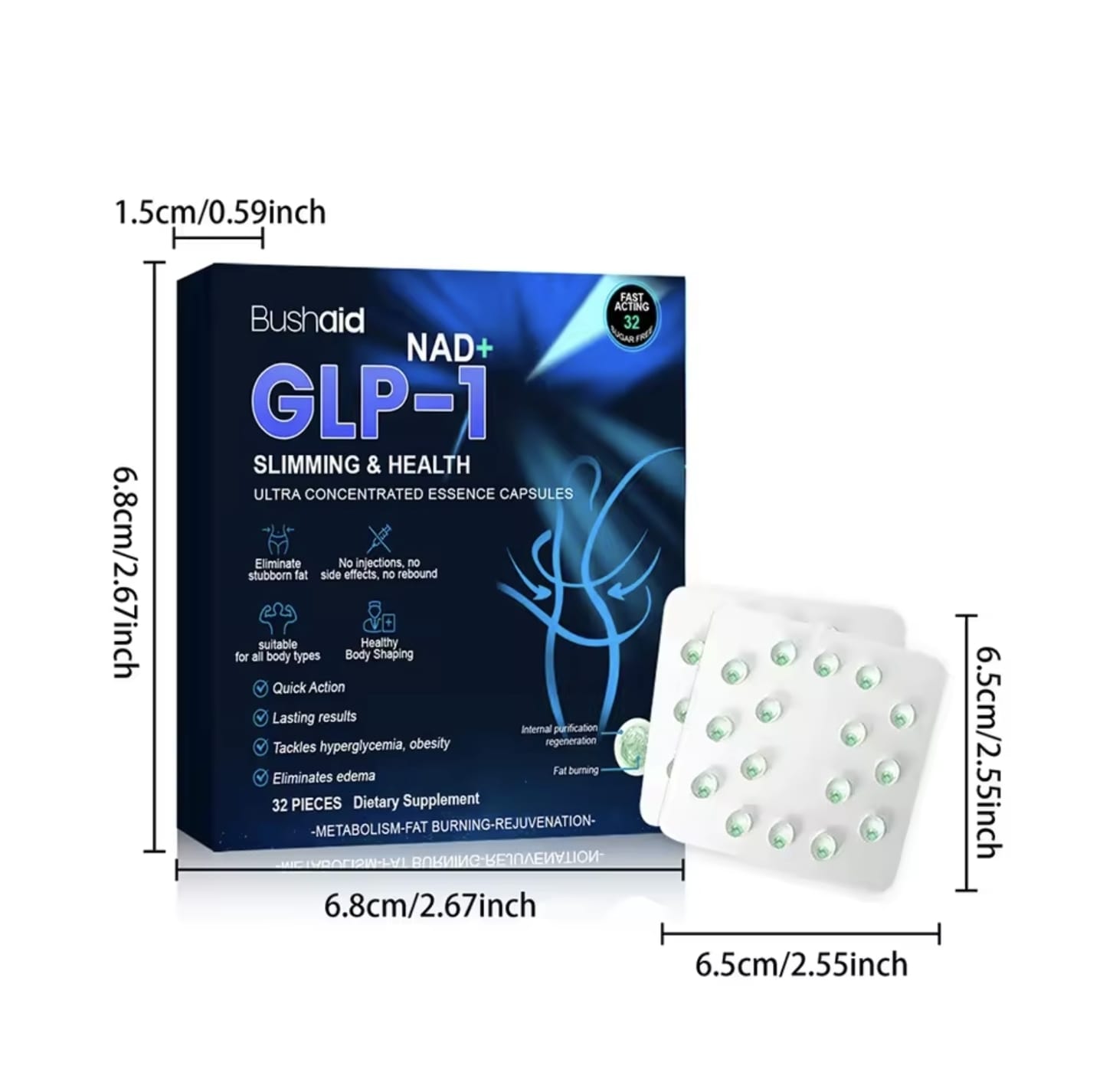 [OFFER] NAD+ GLP-1 Slimming & Health Capsules – Ultra Concentrated Fat Burner & Metabolism Booster – Appetite Control & Internal Purification (32 Pcs)