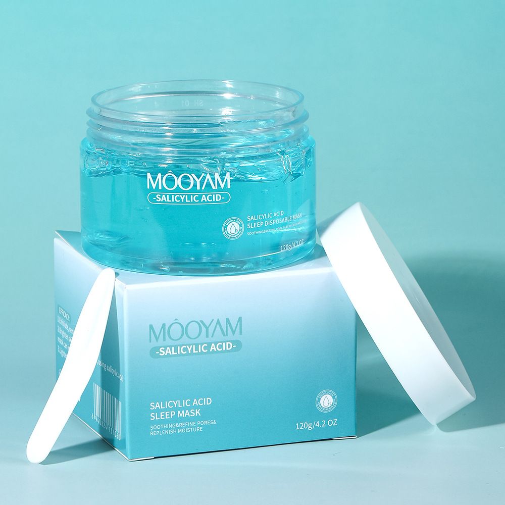 Mooyam Salicylic Acid Sleep Mask 120g Overnight Gel-Based Facial Treatment for Hydration, Exfoliation & Clear, Translucent  glass Skin Deeply Nourishes & Soothes All Skin Types