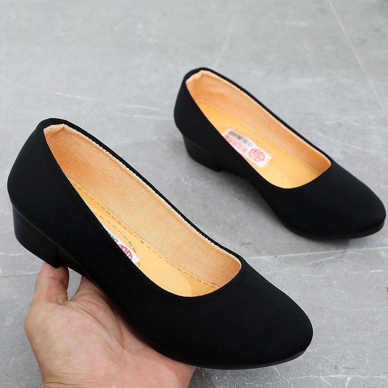 Spring and Autumn New Cloth Shoes, Women's Single Shoes, Flat Women's Shoes, Soft Soles, Black Work Shoes, Versatile and Comfortable Beanie Shoes black