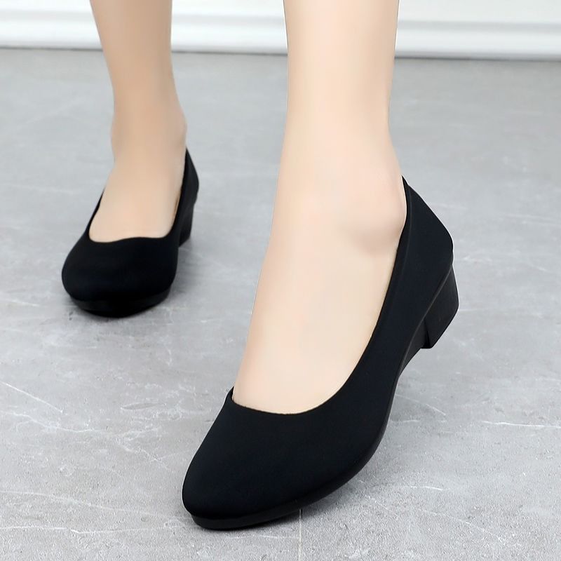 Spring and Autumn New Cloth Shoes, Women's Single Shoes, Flat Women's Shoes, Soft Soles, Black Work Shoes, Versatile and Comfortable Beanie Shoes black