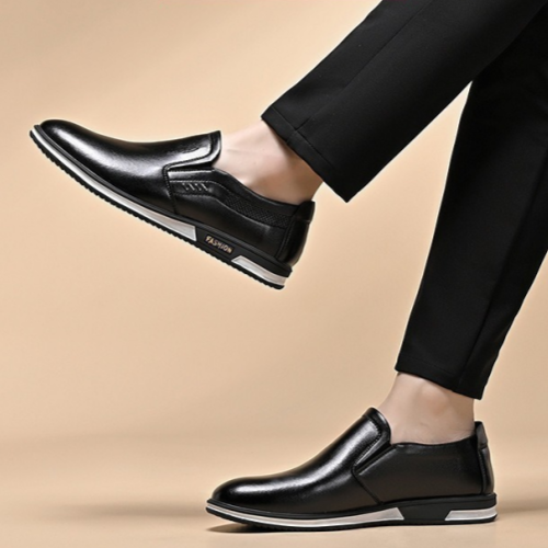 Large-size men's leather shoes soft-soled formal casual British style slip-on shoes comfortable and breathable shoes but single shoes