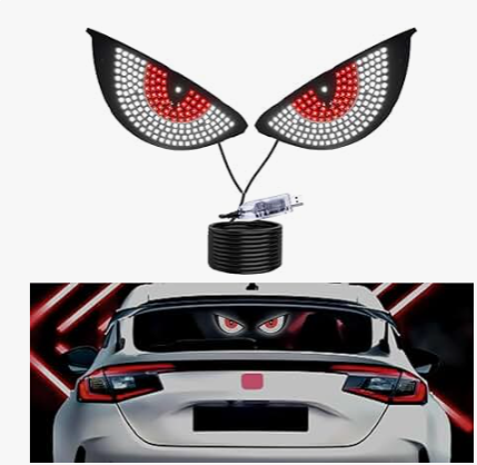 2PCS LED Signal Lights Car Expression Strobe Warning Light For Car Windshield USB Flashing Devil’s Eyes Glow Flexible LED Panel