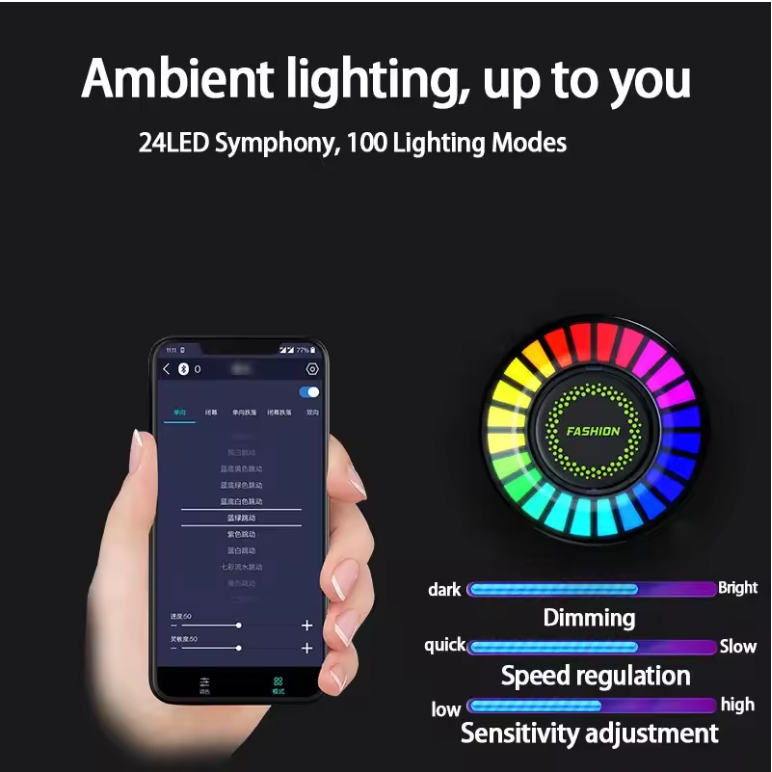 Car Air Freshener with LED RGB Lamp High Quality Truck Rhythm Fragrance Ambient Light Automobile Party Interior Accessories