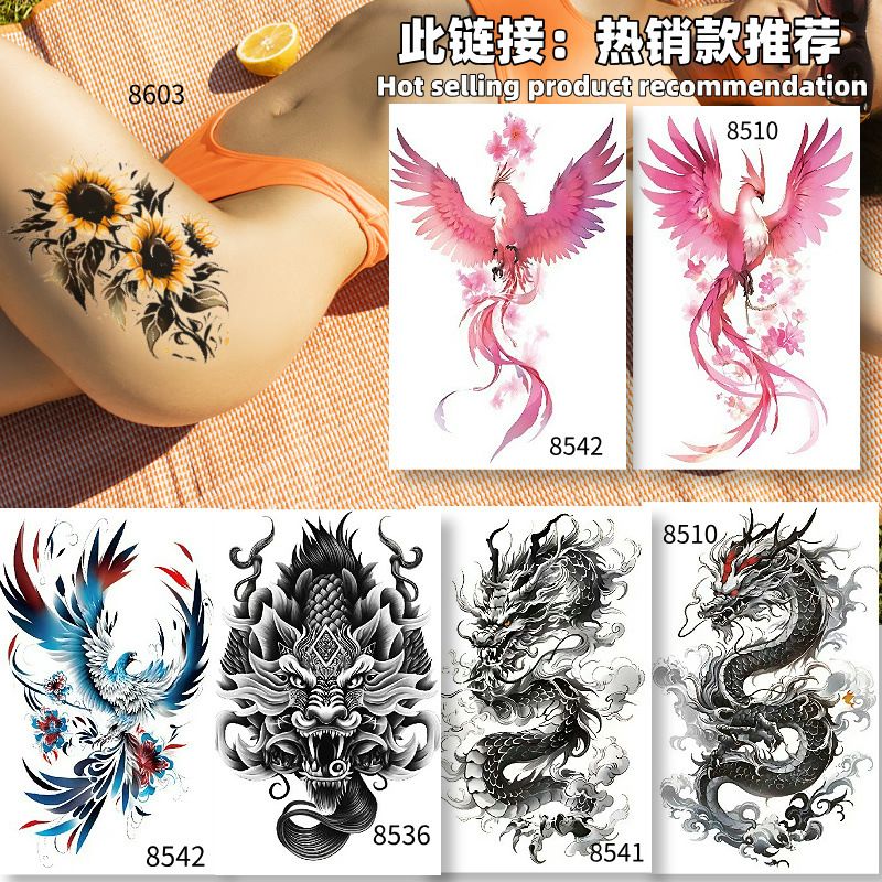 Waterproof Temporary Tattoo Sticker Rose Snake Flower Tattoos Lace Tiger Dragon Body Art Arm Fake Sleeve Tatoo