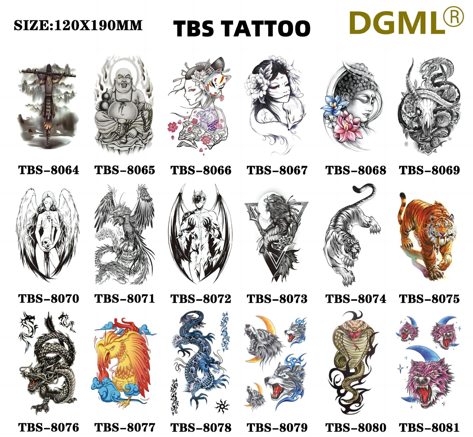 Waterproof Temporary Tattoo Sticker Rose Snake Flower Tattoos Lace Tiger Dragon Body Art Arm Fake Sleeve Tatoo
