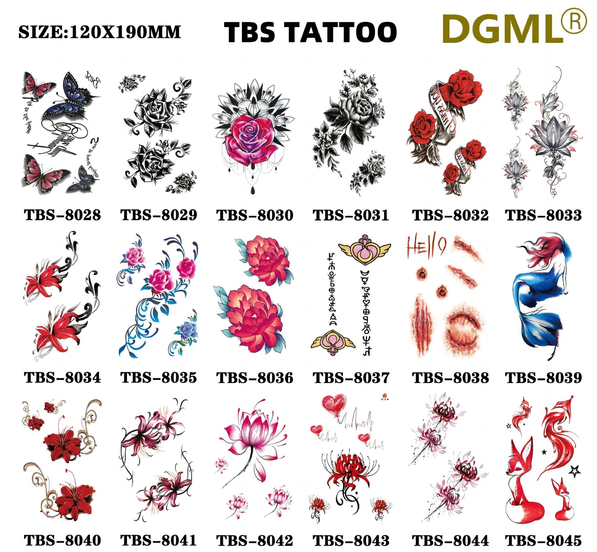 Waterproof Temporary Tattoo Sticker Rose Snake Flower Tattoos Lace Tiger Dragon Body Art Arm Fake Sleeve Tatoo