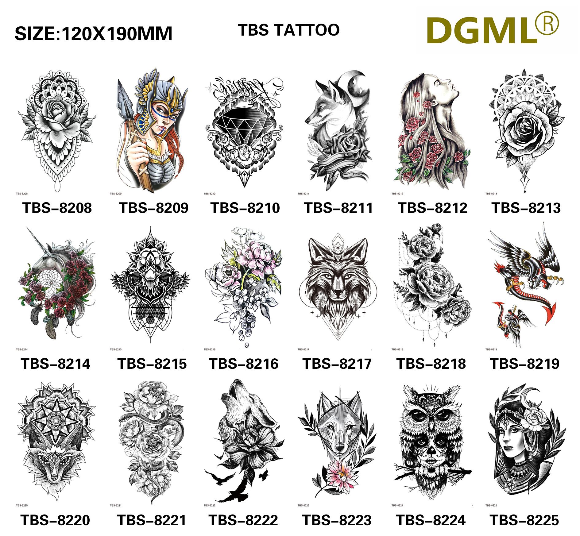 Waterproof Temporary Tattoo Sticker Rose Snake Flower Tattoos Lace Tiger Dragon Body Art Arm Fake Sleeve Tatoo