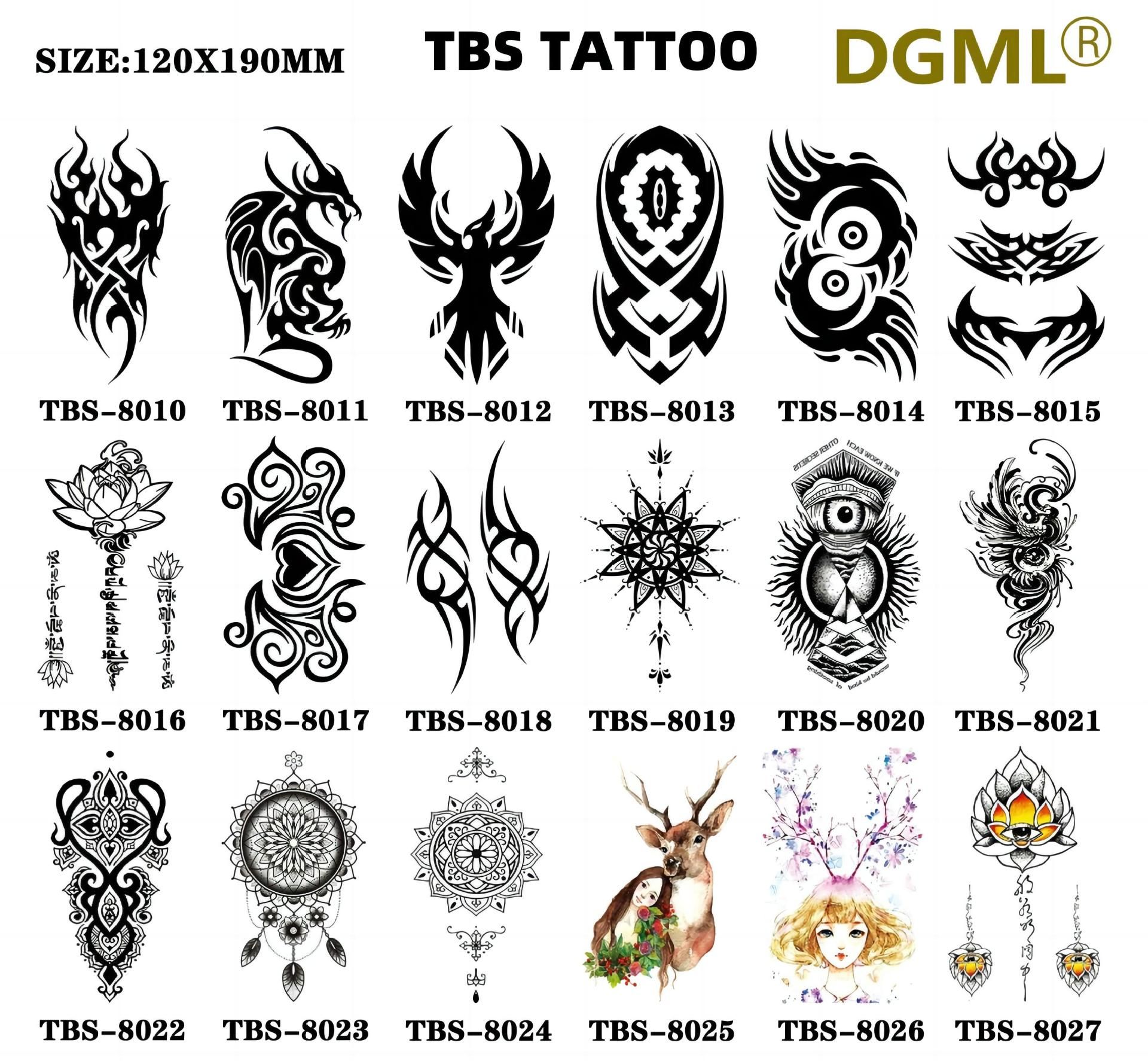 Waterproof Temporary Tattoo Sticker Rose Snake Flower Tattoos Lace Tiger Dragon Body Art Arm Fake Sleeve Tatoo