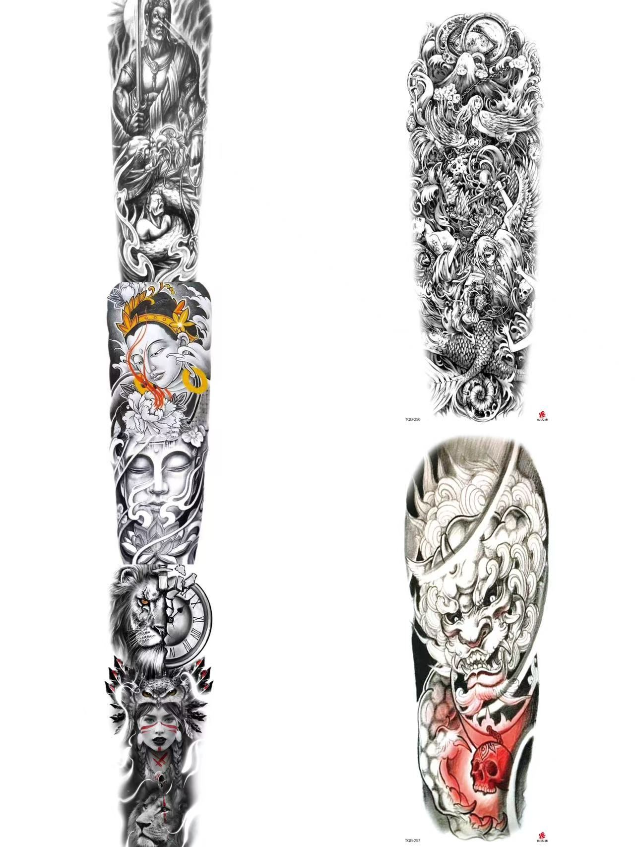 5pc Lion Men Waterproof Temporary Tattoos Fake Stickers Arm Hand Cool Art Black Transfer Clock