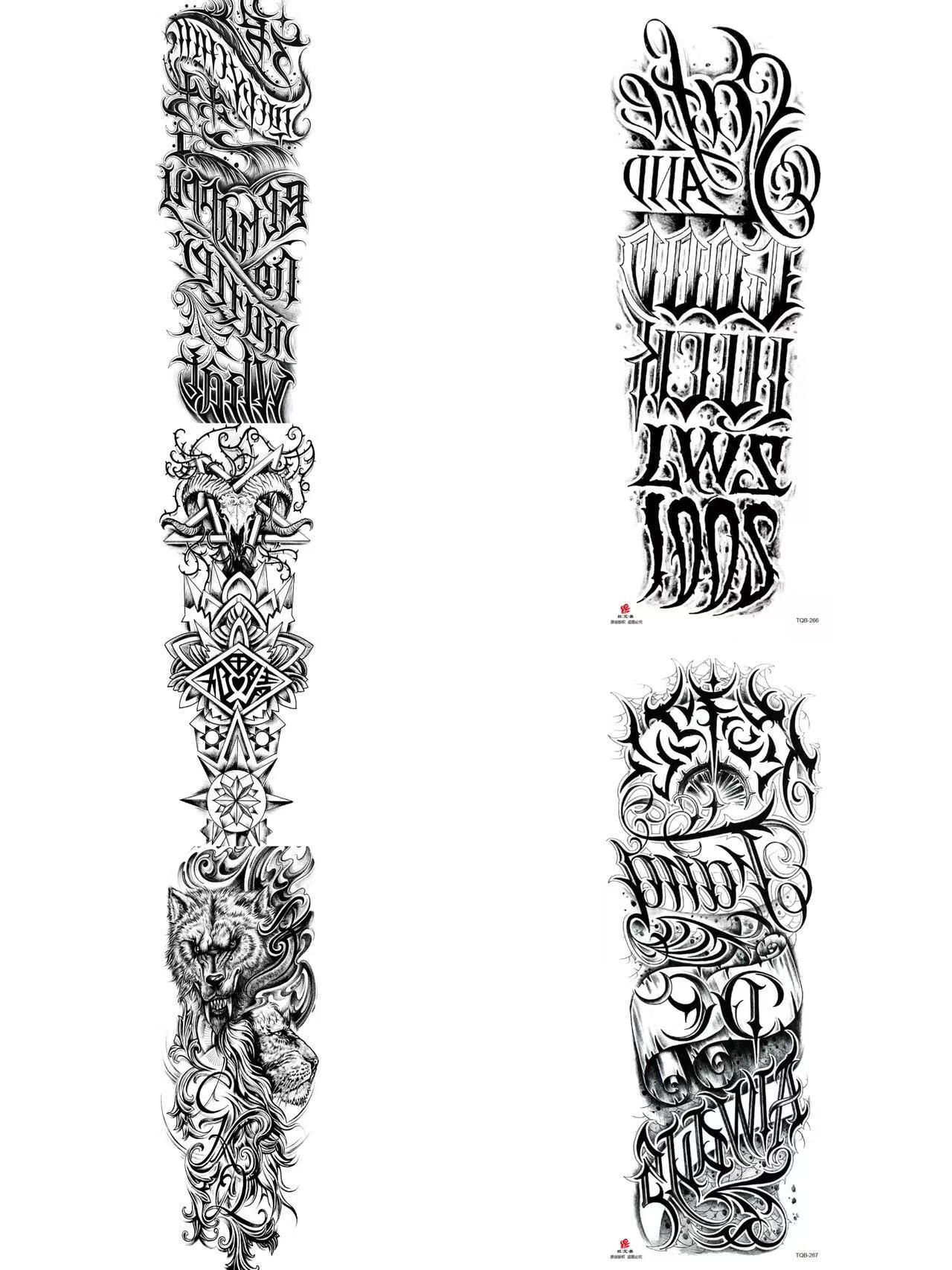 5pc Lion Men Waterproof Temporary Tattoos Fake Stickers Arm Hand Cool Art Black Transfer Clock