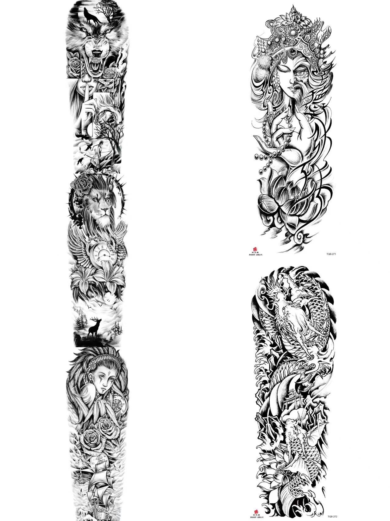 5pc Lion Men Waterproof Temporary Tattoos Fake Stickers Arm Hand Cool Art Black Transfer Clock