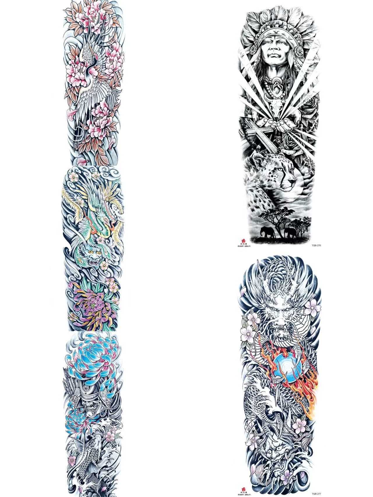 5pc Lion Men Waterproof Temporary Tattoos Fake Stickers Arm Hand Cool Art Black Transfer Clock
