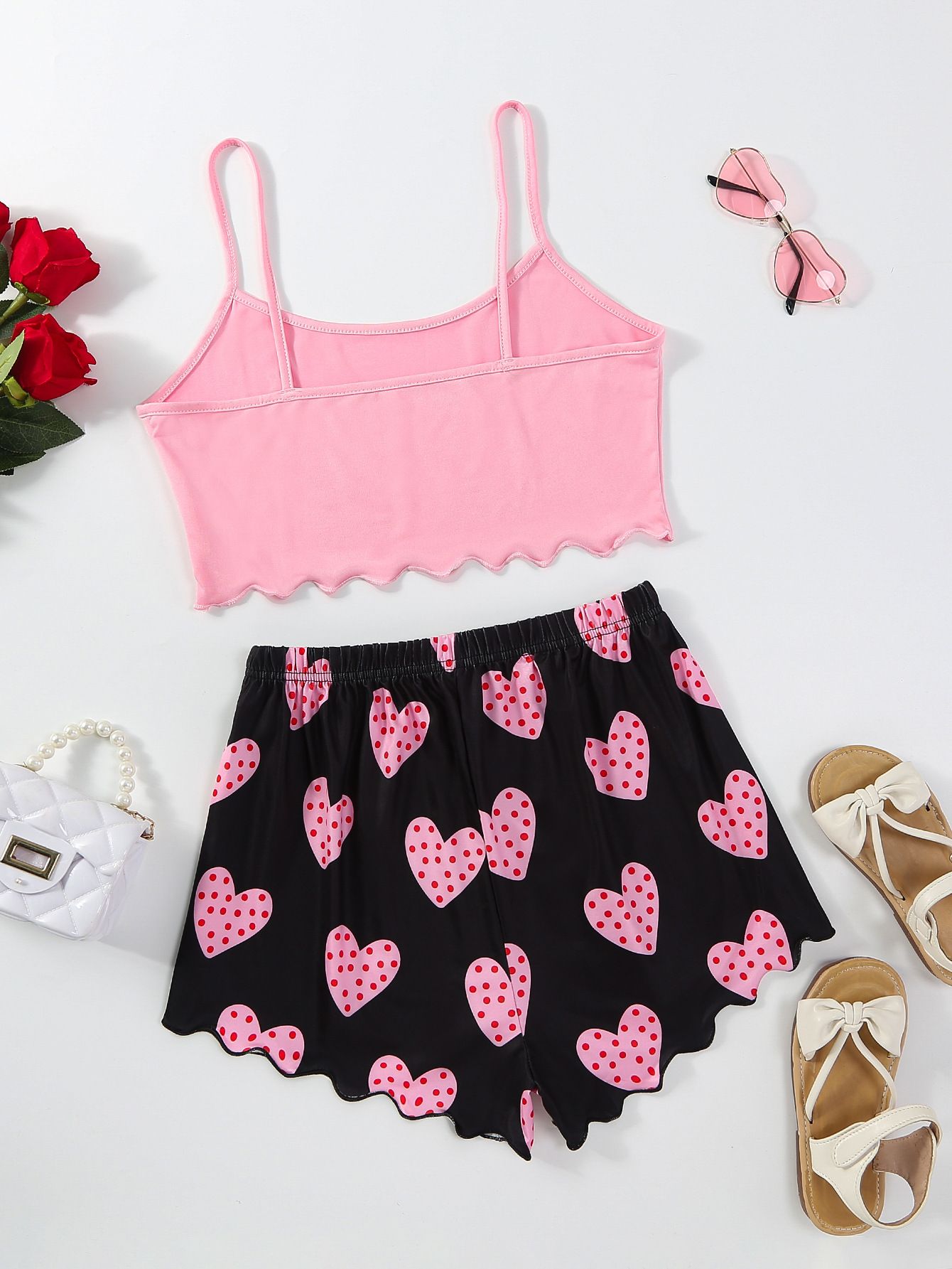 Women's Pajamas Set Sexy Lingerie Leopard Print Sling Sleepwear V-Neck Sleeveless Top and Shorts Sets Pyjamas Homewear