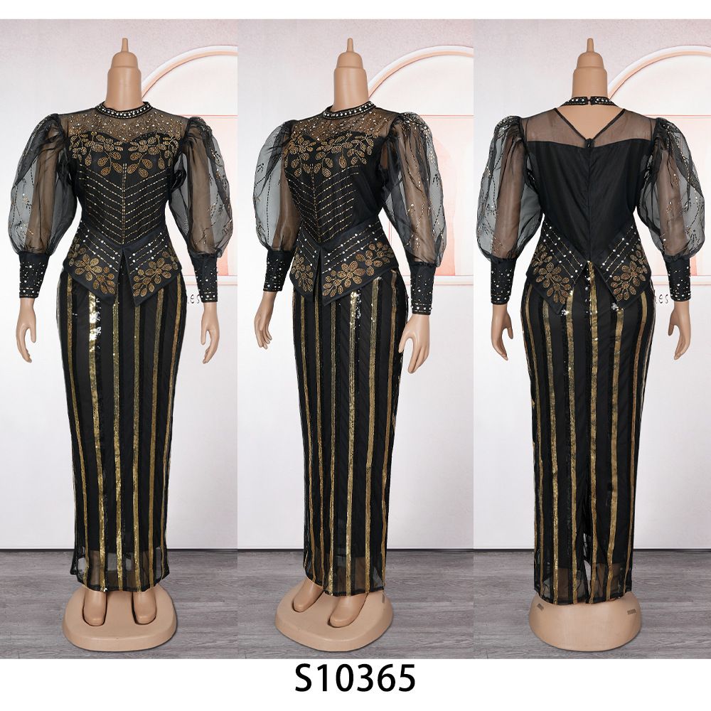 African Dresses for Women 2025 New Fashion Plus Size Sequin Evening Party Long Dress Dashiki Ankara Outfits Robe African Clothes