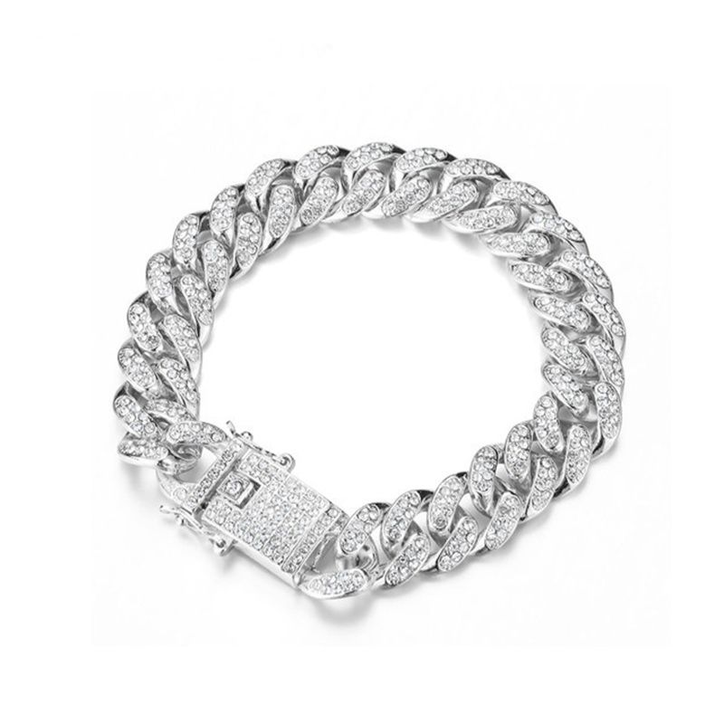 3pcs/set New Men's Watch Hip Hop Fashion Ice Watch Steel Strap Watch Bracelet Necklace Rhinestone Fashion Full Diamond Men Watches Jewelry Set