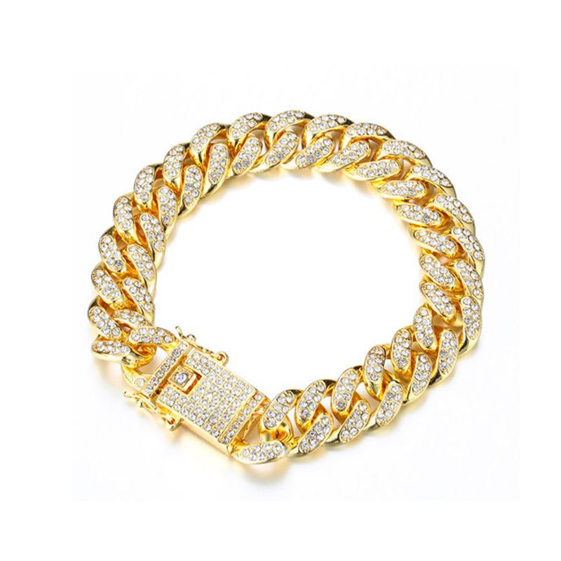 3pcs/set New Men's Watch Hip Hop Fashion Ice Watch Steel Strap Watch Bracelet Necklace Rhinestone Fashion Full Diamond Men Watches Jewelry Set