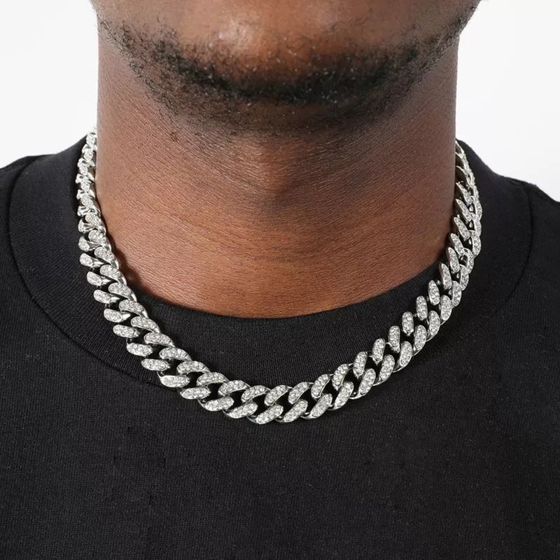 3pcs/set New Men's Watch Hip Hop Fashion Ice Watch Steel Strap Watch Bracelet Necklace Rhinestone Fashion Full Diamond Men Watches Jewelry Set