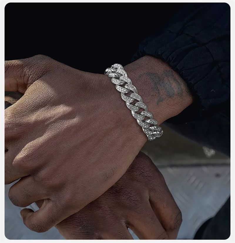3pcs/set New Men's Watch Hip Hop Fashion Ice Watch Steel Strap Watch Bracelet Necklace Rhinestone Fashion Full Diamond Men Watches Jewelry Set