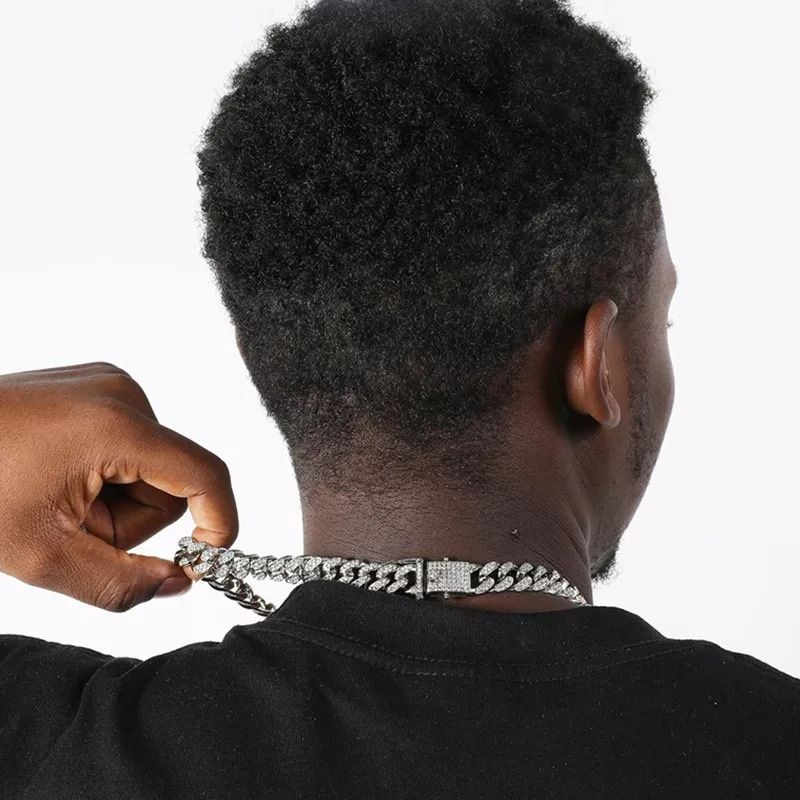 3pcs/set New Men's Watch Hip Hop Fashion Ice Watch Steel Strap Watch Bracelet Necklace Rhinestone Fashion Full Diamond Men Watches Jewelry Set