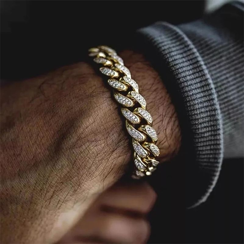 3pcs/set New Men's Watch Hip Hop Fashion Ice Watch Steel Strap Watch Bracelet Necklace Rhinestone Fashion Full Diamond Men Watches Jewelry Set
