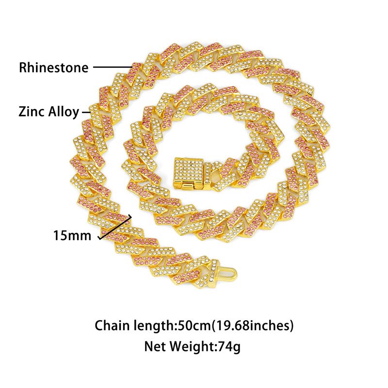 3pcs/set European and American Popular Hip-hop Men's Watch Set Full Diamonds Luxury Gold Quartz Wrist Watch Fashion Cuban Chain Jewelry Bracelet Necklace Ice Watches Rapper Accessories Jewelry Set