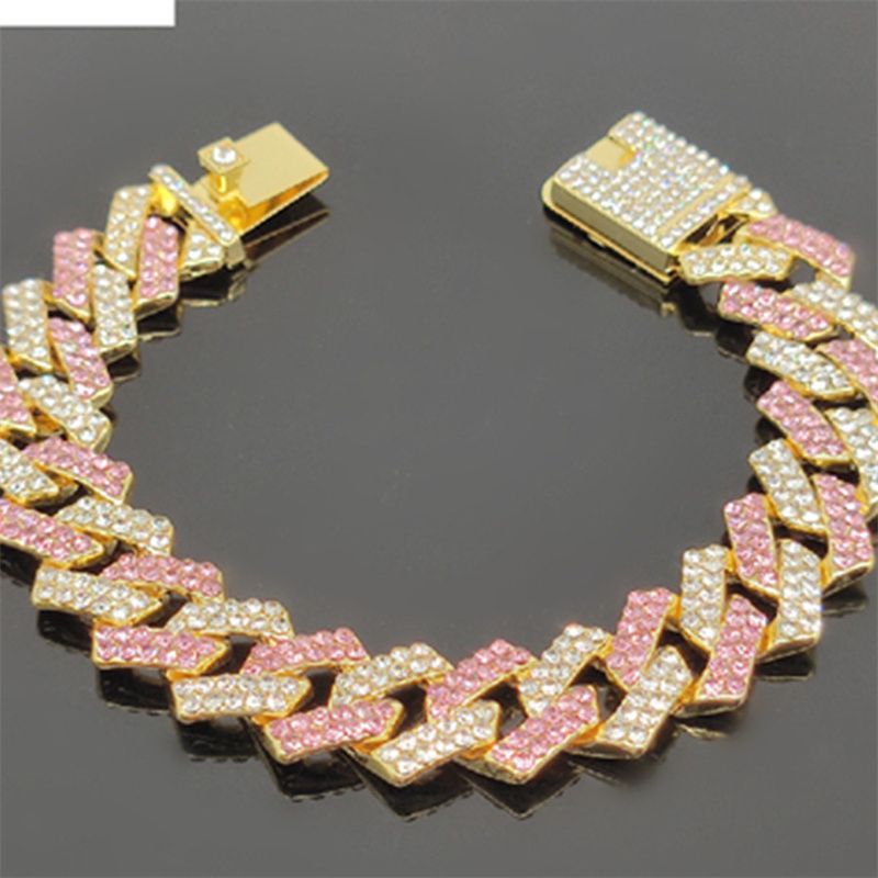 3pcs/set European and American Popular Hip-hop Men's Watch Set Full Diamonds Luxury Gold Quartz Wrist Watch Fashion Cuban Chain Jewelry Bracelet Necklace Ice Watches Rapper Accessories Jewelry Set