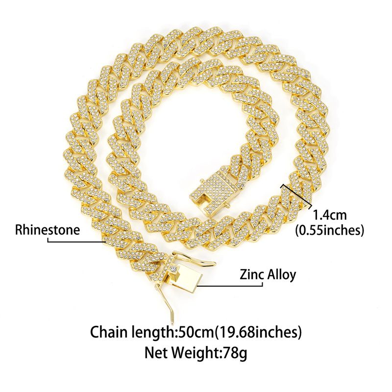 3pcs/set European and American Popular Hip-hop Men's Watch Set Full Diamonds Luxury Gold Quartz Wrist Watch Fashion Cuban Chain Jewelry Bracelet Necklace Ice Watches Rapper Accessories Jewelry Set