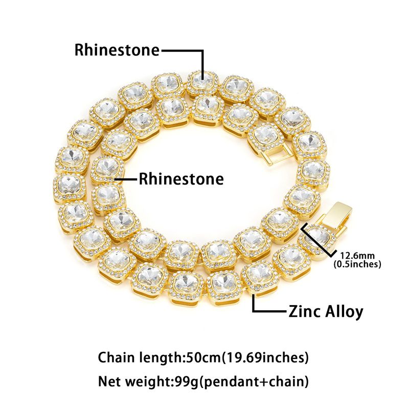 3pcs/set European and American Popular Hip-hop Men's Watch Set Full Diamonds Luxury Gold Quartz Wrist Watch Fashion Cuban Chain Jewelry Bracelet Necklace Ice Watches Rapper Accessories Jewelry Set