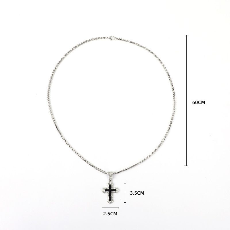 3pcs/set Hip-hop Diamond Necklace Bracelet Men's Watch Set Silver Quartz Ice Watch Male Student Steel Band Metal Calendar Cuban Chain Set Watch