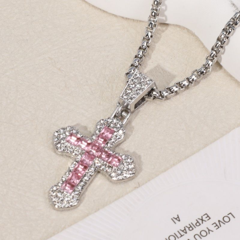 3pcs/set Hip-hop Diamond Necklace Bracelet Men's Watch Set Silver Quartz Ice Watch Male Student Steel Band Metal Calendar Cuban Chain Set Watch