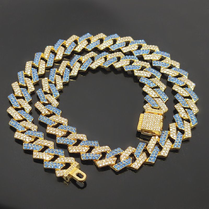 3pcs/set Luxury Gold Hip-hop Men's Ice Watch Jewelry Set Diamond Quartz Watches Bracelet Necklace European and American Rapper Fashion Accessories