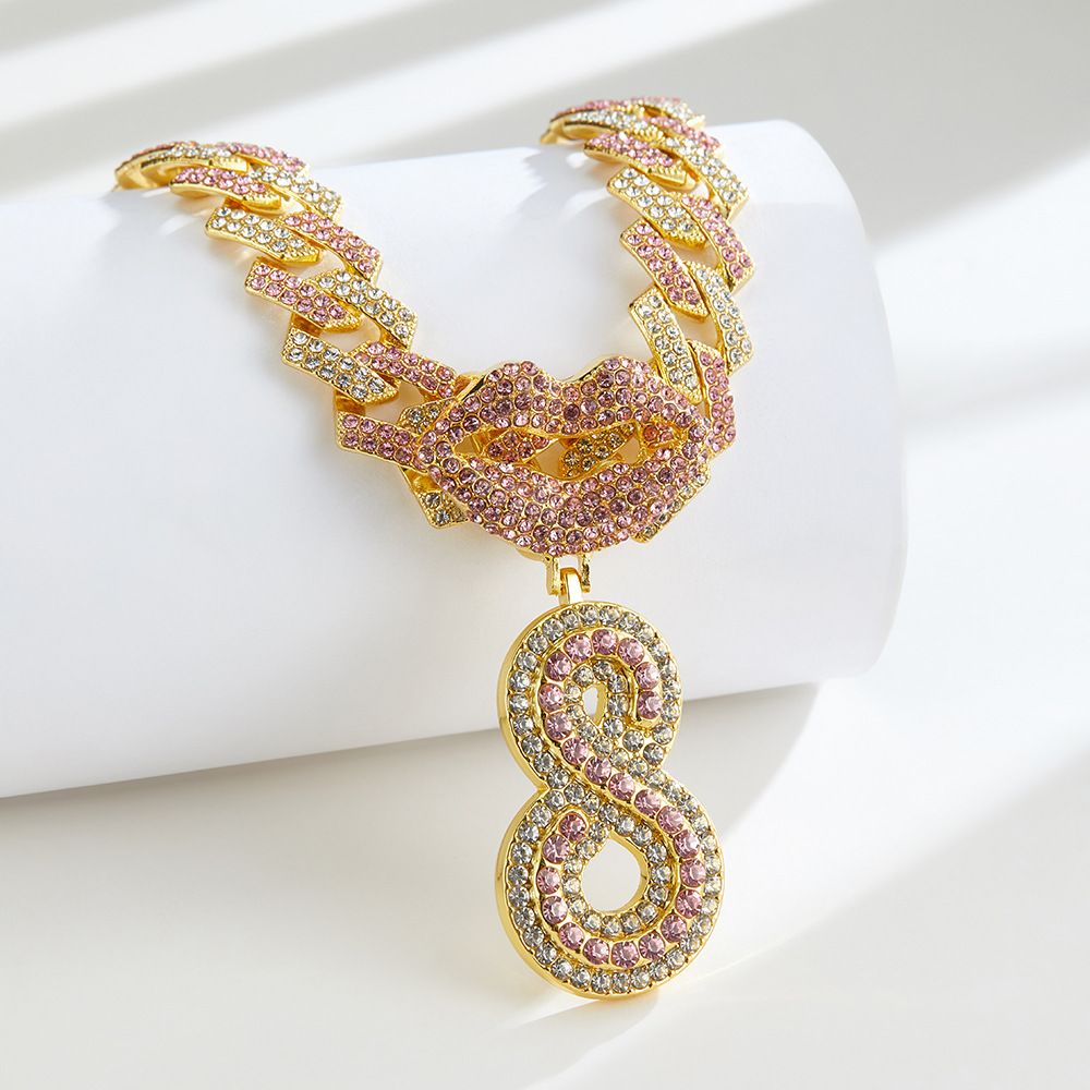 European and American Popular 26 Letter Pendants Hip-hop Personality Diamond Gold Cuban Chain Ice Necklace Jewelry Fashion Trend Couple Rapper Accessories