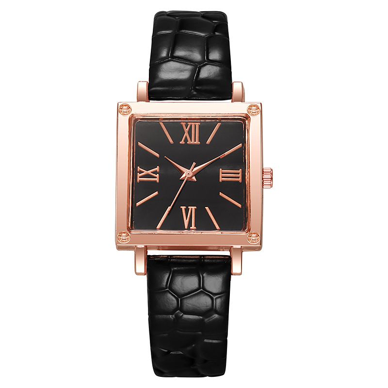 4PCS luxury fashion square ladies watch brand ladies Shi Ying watch jewelry set classic minimalist ladies watch