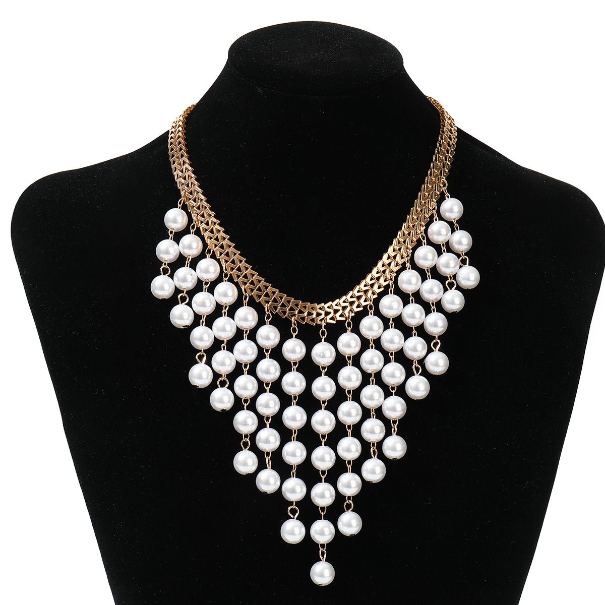 Draweye Pearls Necklaces for Women Long Tassels Vintage Hyperbole Chokers Jewelry American Fashion Elegant Collares Para Mujer